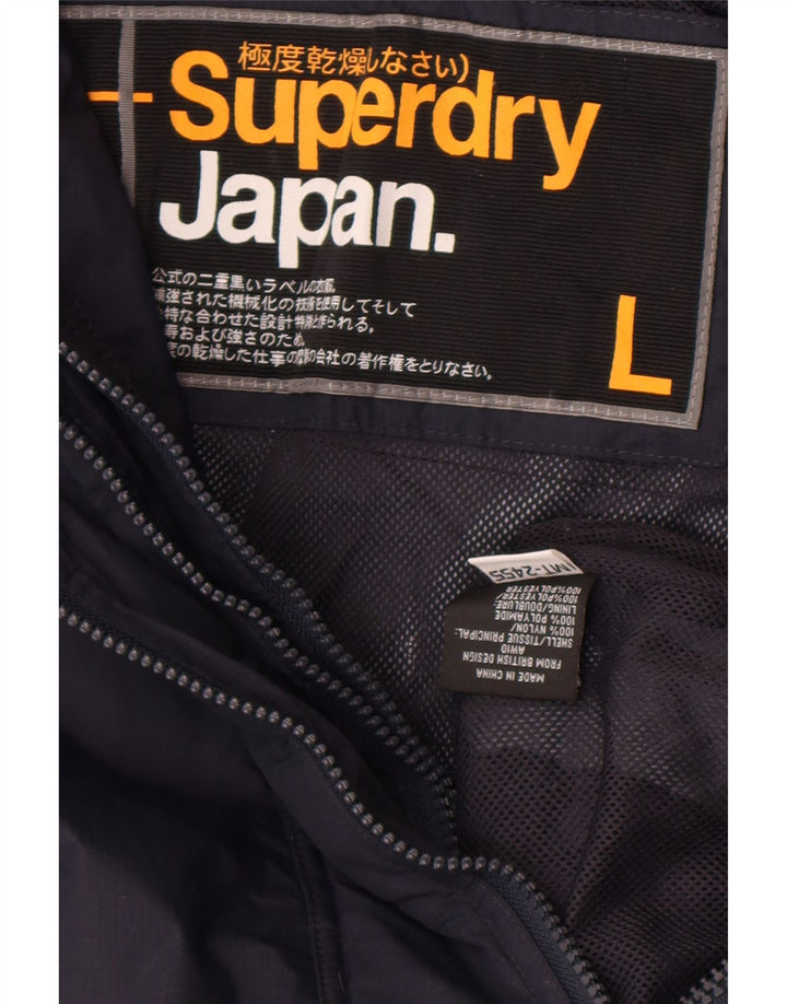 Superdry ženska kišna jakna UK 16 velika tamnoplava najlonska