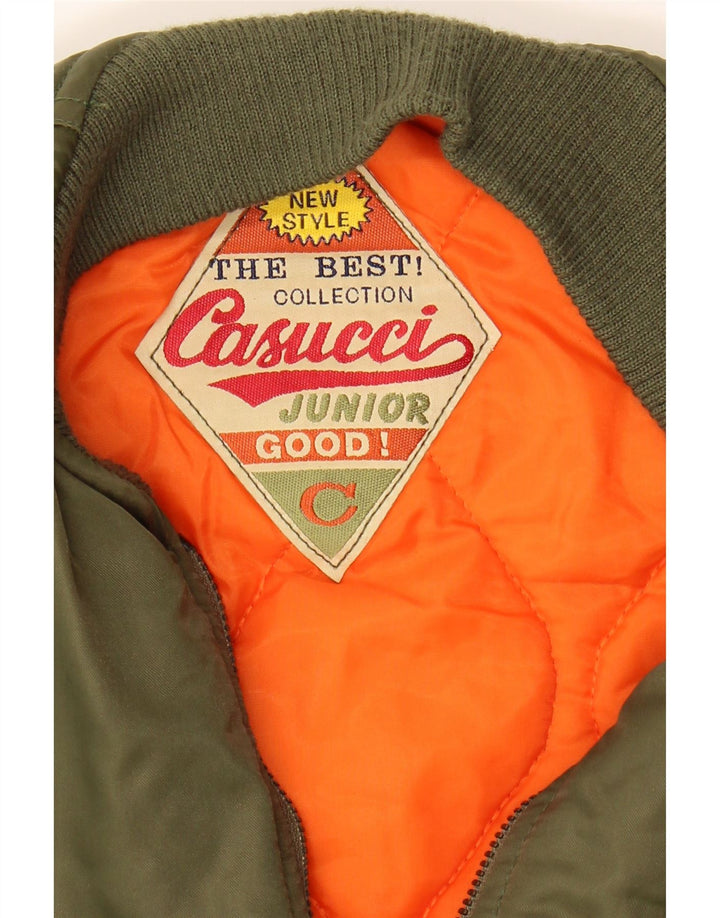 CASUCCI Boys Graphic Bomber Jacket 9-10 Years Khaki Polyester Vintage Casucci and Second-Hand Casucci from Messina Hembry 