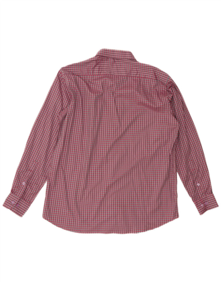 VINTAGE Mens Shirt Large Maroon Check