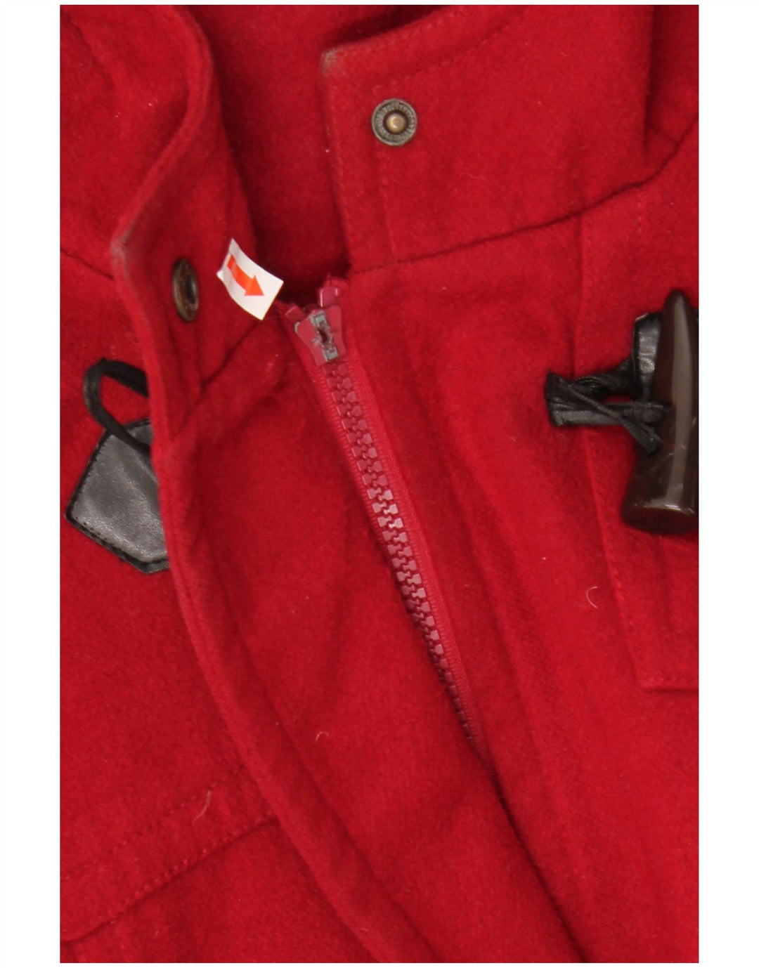 Vintage ženski duffle kaput s kapuljačom IT 54/56 3XL crveni poliester