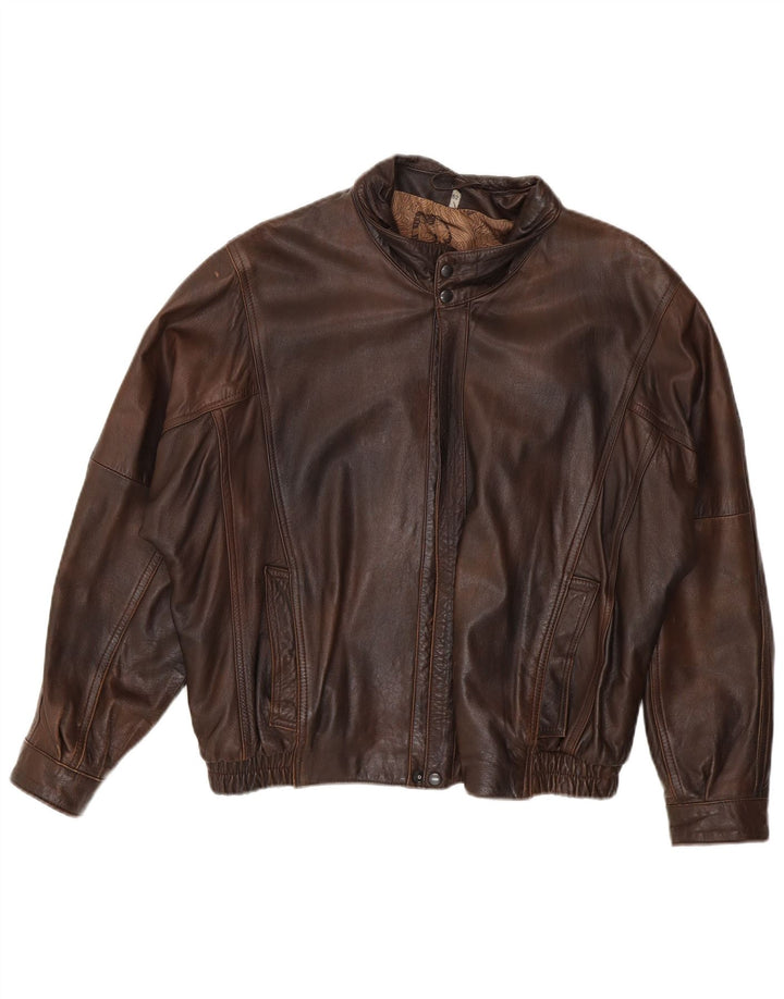 Vintage muška kožna jakna IT 52 XL smeđa