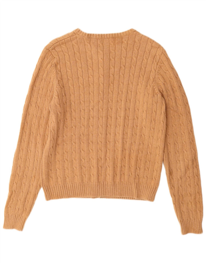 EDDIE BAUER Ženski kardigan pulover UK 12 srednje bež pamuk