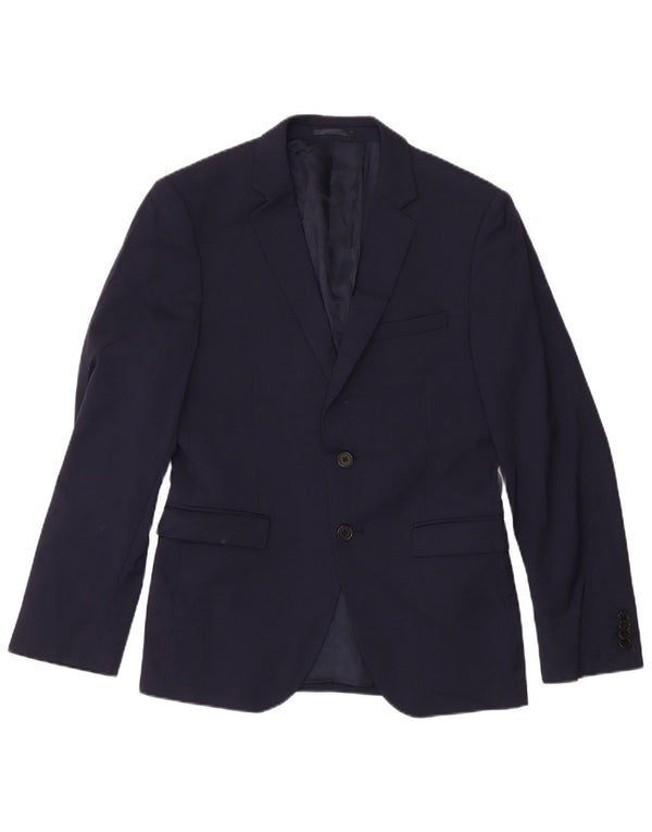 Dkny Mens Slim Fit 2 Button Blazer Jacket UK 38 Medium Navy Blue Wool