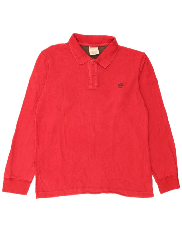Timberland muška polo majica dugih rukava standardnog kroja srednje crvene boje