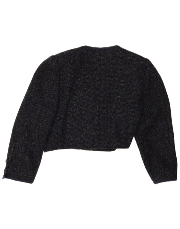 Vintage ženska bolero jakna s 3/4 rukava UK 12 srednje tamnoplava riblja kost