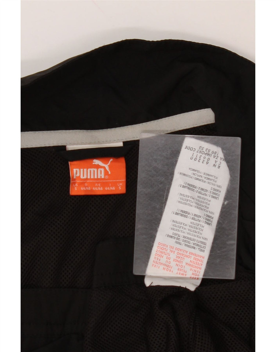 PUMA Mens Graphic Tracksuit Top Jacket Small Black Polyester