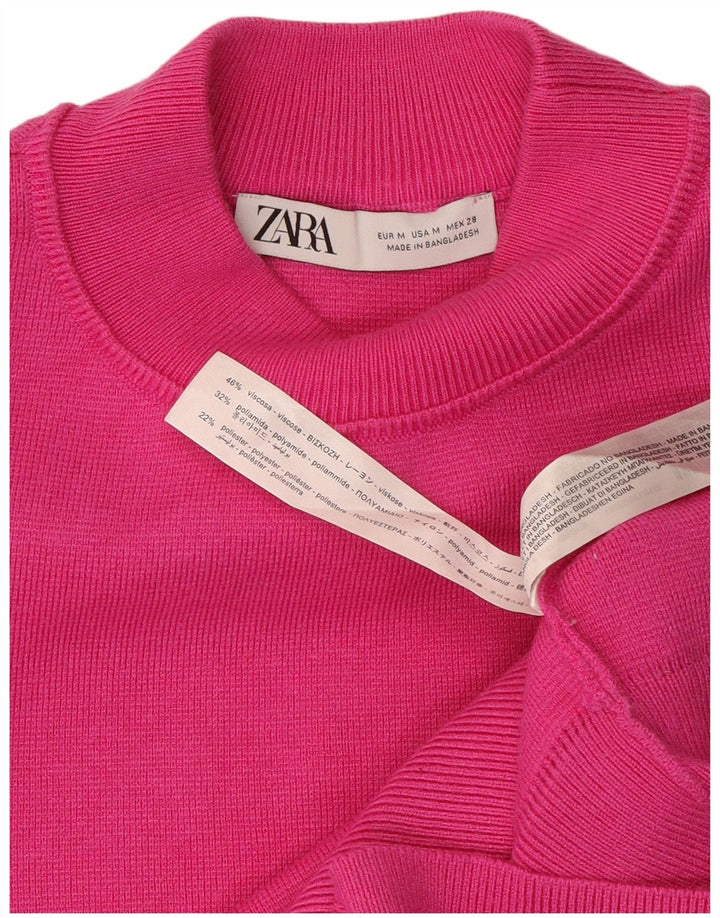 Zara ženski pulover s okruglim izrezom UK 14 srednje ružičasta viskoza