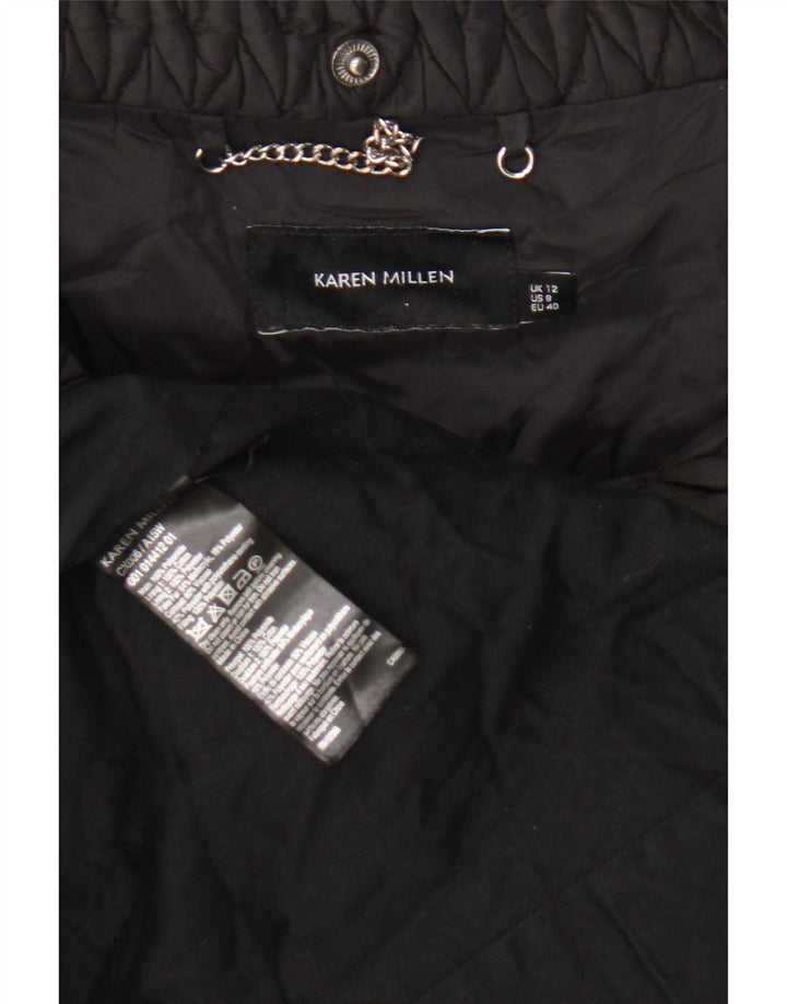 Ženski podstavljeni kaput Karen Millen UK 12 srednji crni poliamid