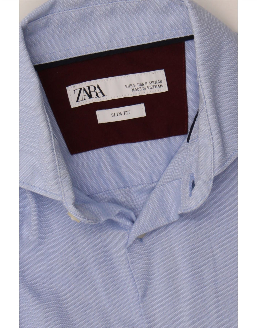 ZARA Mens Slim Fit Shirt Small Blue Cotton Vintage Zara and Second-Hand Zara from Messina Hembry 
