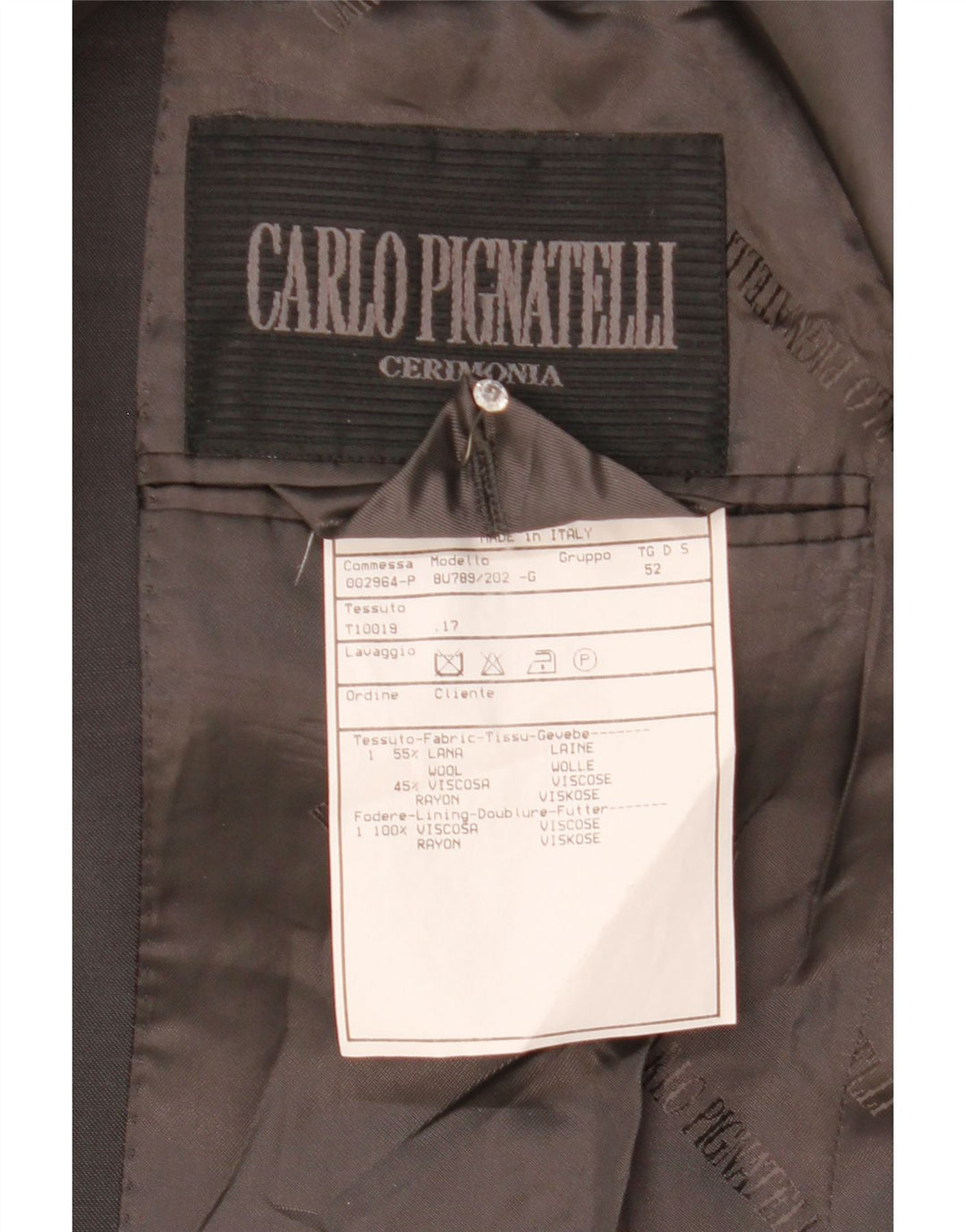 CARLO PIGNATELLI Muška jakna sa 3 gumba IT 52 XL siva vuna