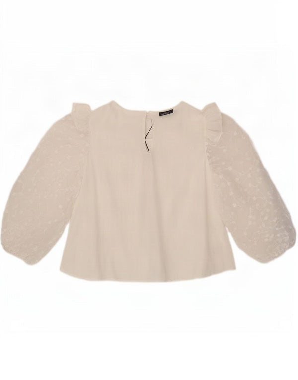 Zara ženski gornji dio bluze 3/4 rukava UK 14 Velika bijela viskoza