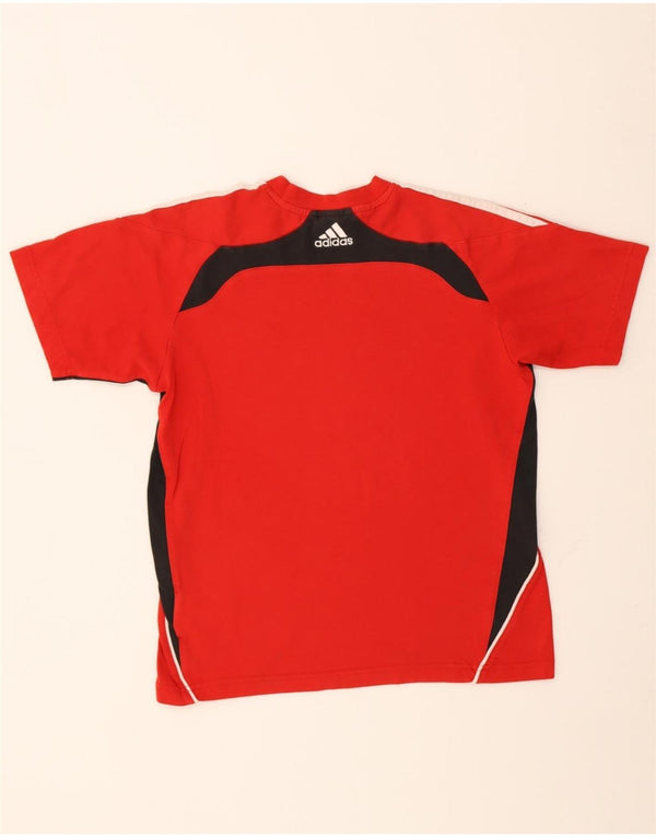 Adidas Boys Climalite T-Shirt Top 13-14 Years Red Colourblock Pamuk