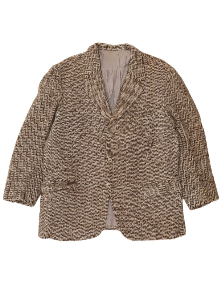 Harris Tweed muški sako sa 3 gumba UK 38 Srednje siva riblja kost