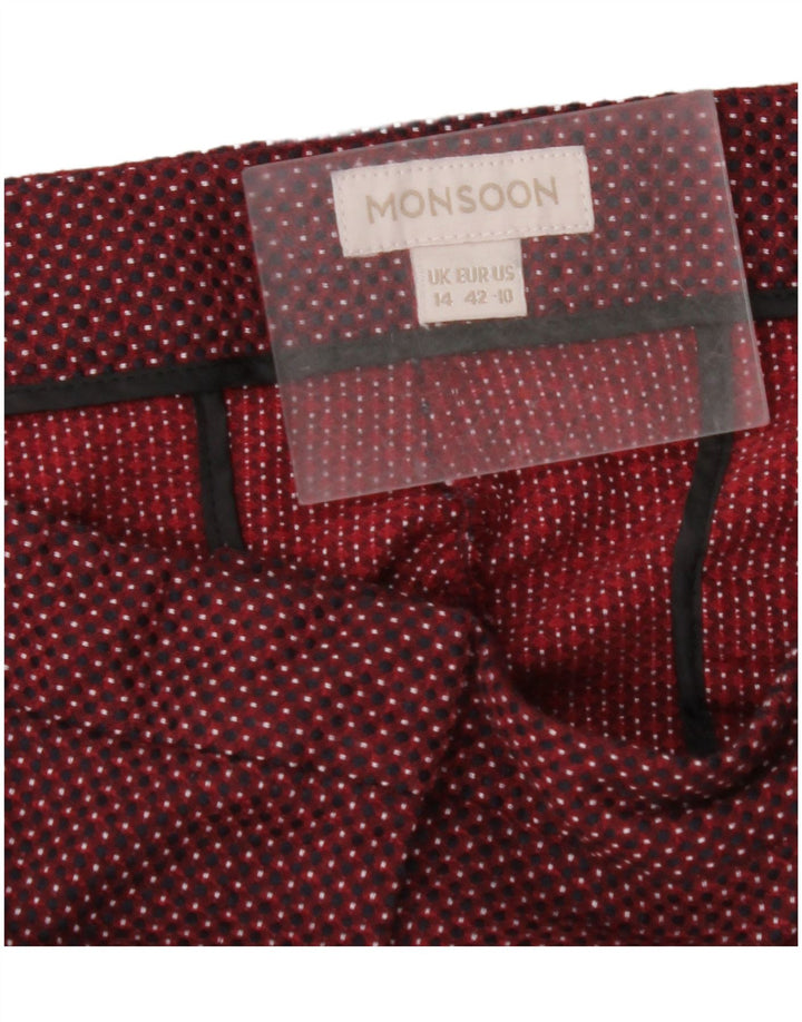 MONSOON Ženske skraćene hlače UK 14 Large W32 L25 Bordo točkasto
