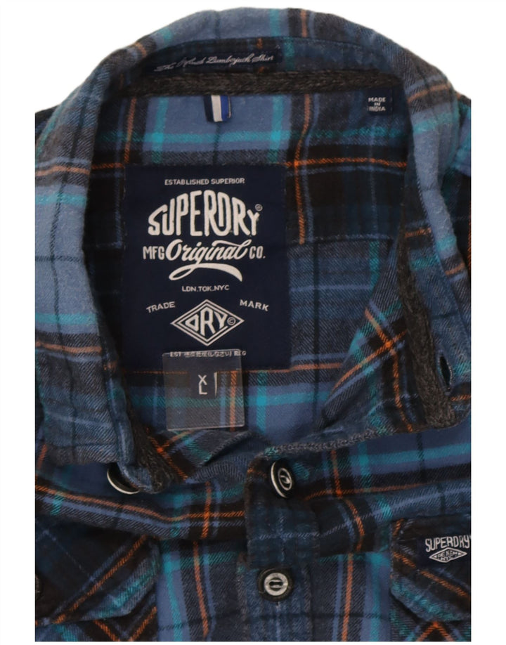 Superdry muška flanelska košulja XL tamnoplavi karirani pamuk
