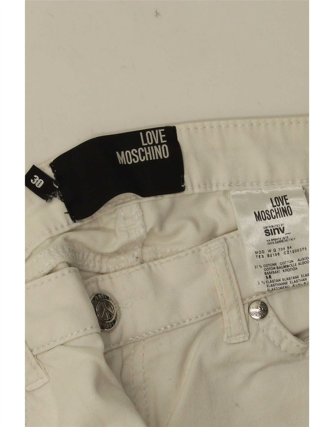 Moschino ženske uske traperice W30 L29 bijeli pamuk