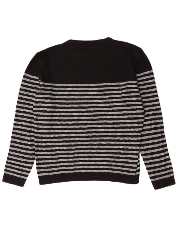Zara Mens Crew Neck Jumper Sweater Medium Black Striped