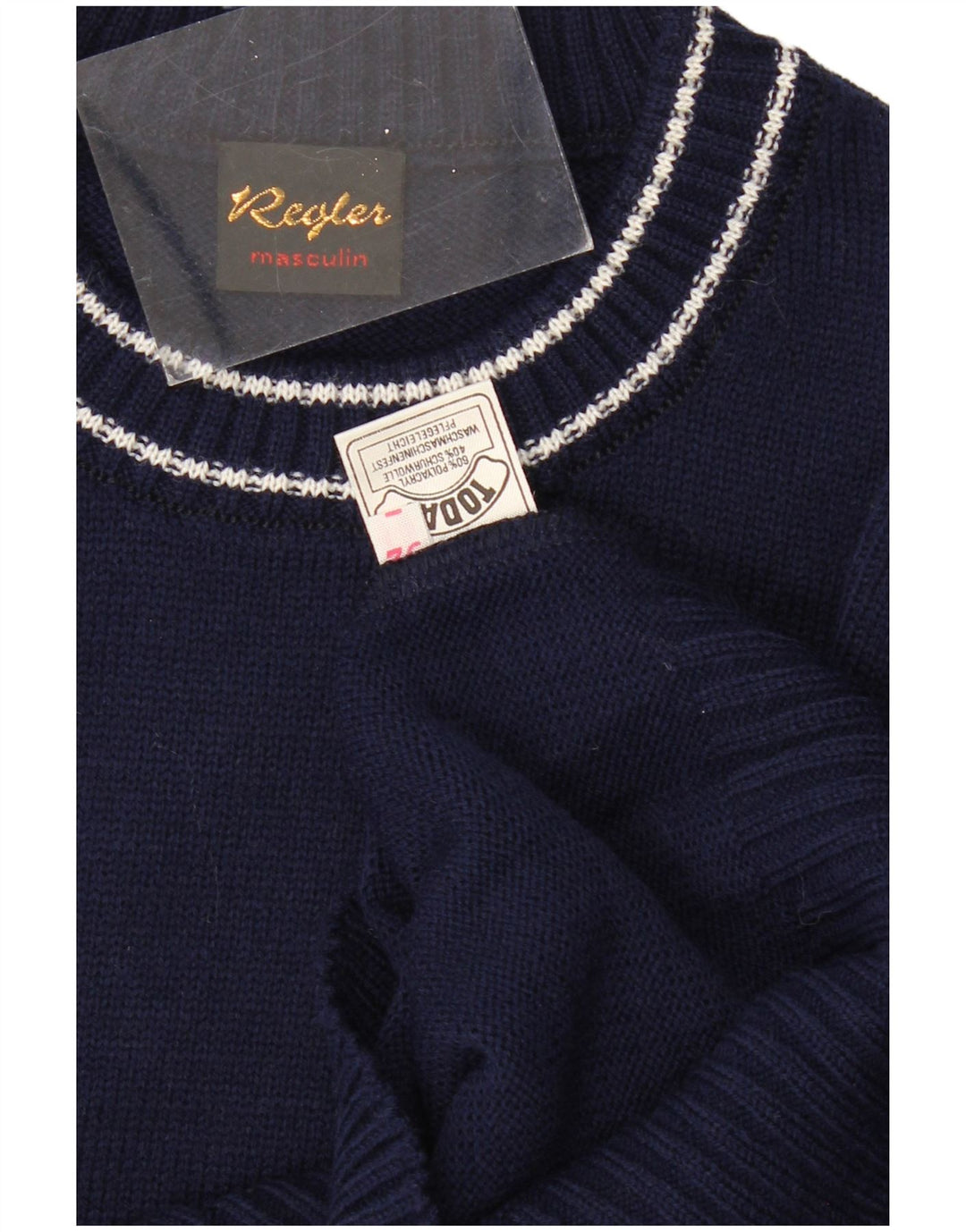 VINTAGE muški džemper s okruglim izrezom IT 52 veliki tamnoplavi poliakril