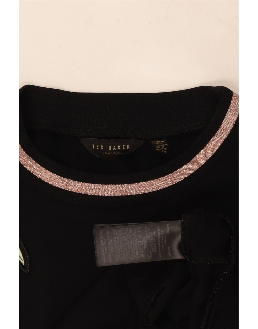 TED BAKER Ženska majica s kratkim rukavima UK 14 Srednje crni cvjetni poliester