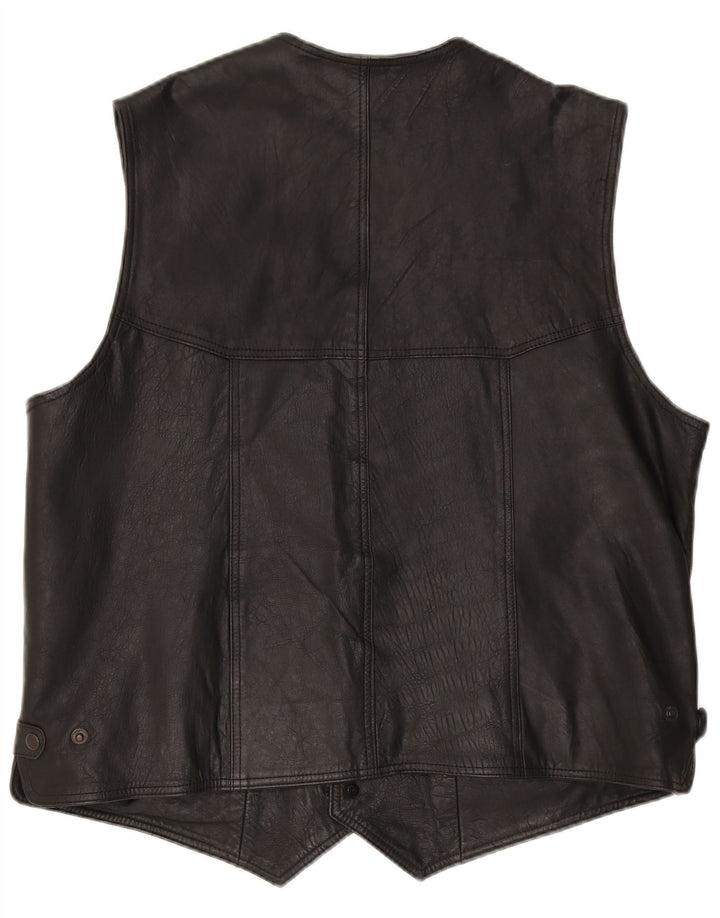 VINTAGE muški kožni prsluk 3XL crna koža