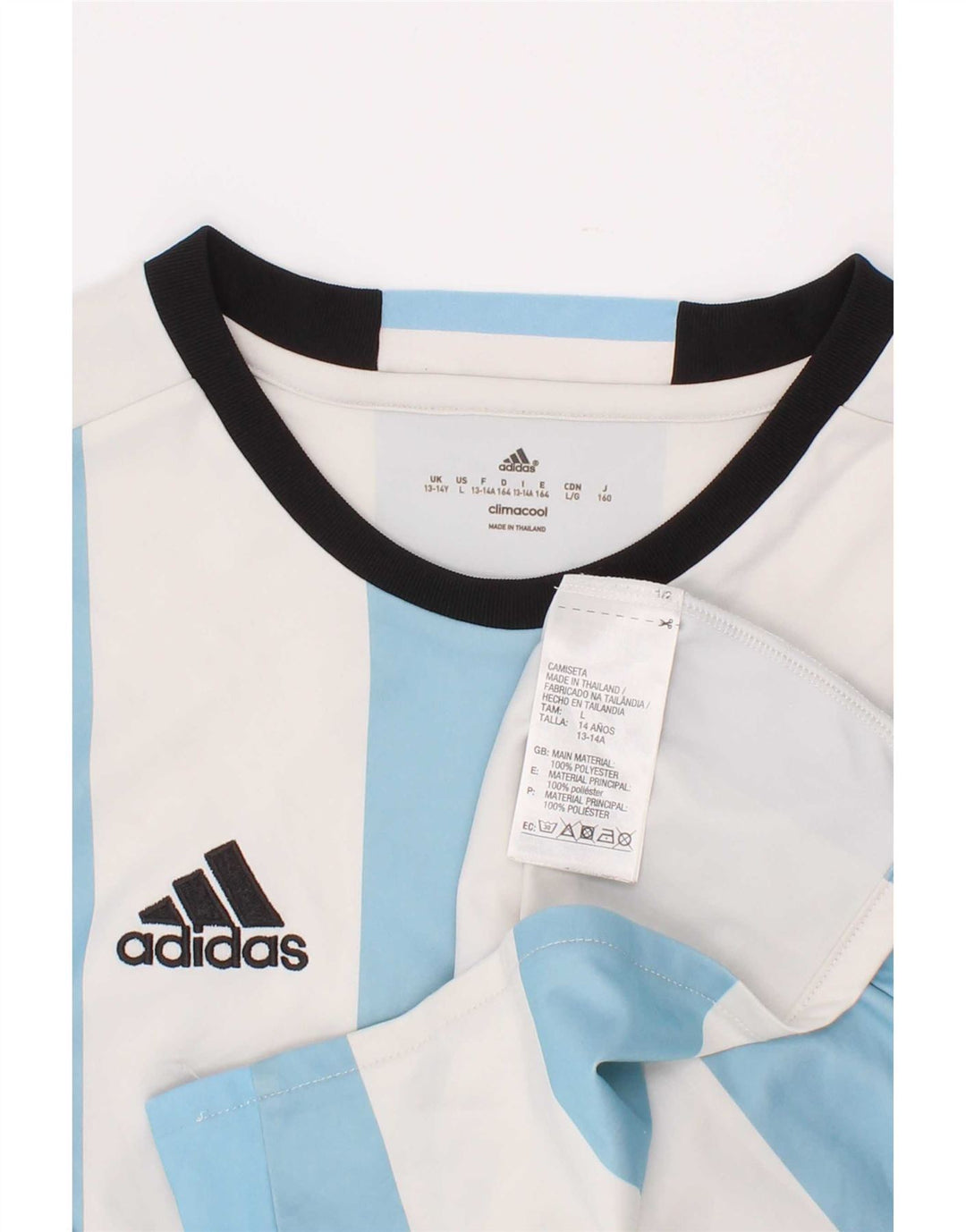 Adidas Climacool majica kratkih rukava za dječake 13-14 godina, poliester na plave pruge