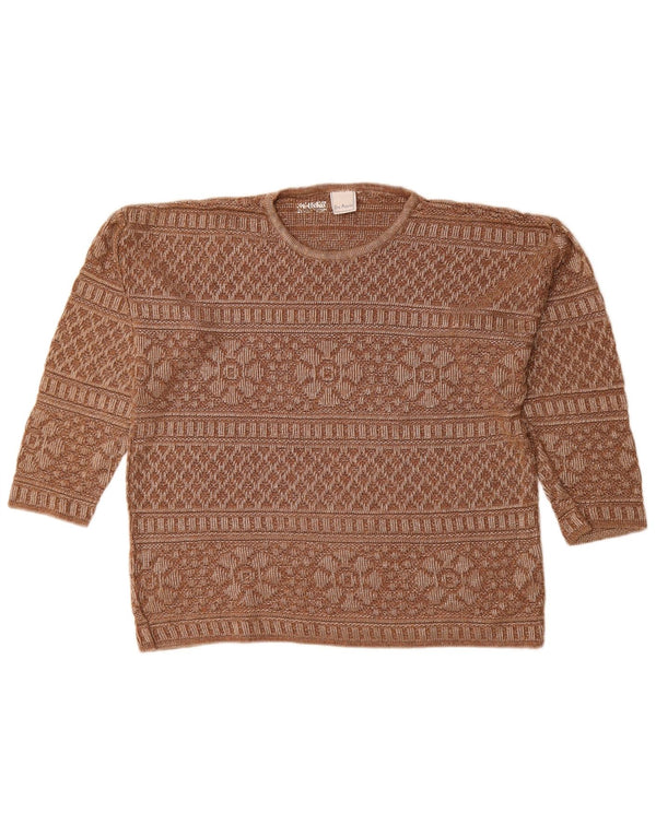 Gira Puccino ženski džemper s okruglim izrezom UK 14 Large Brown Fair Isle