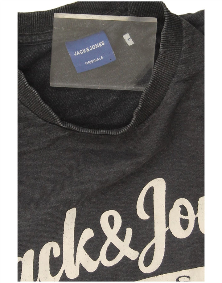 Jack & Jones, veliki sivi pamučni džemper s grafičkim motivima