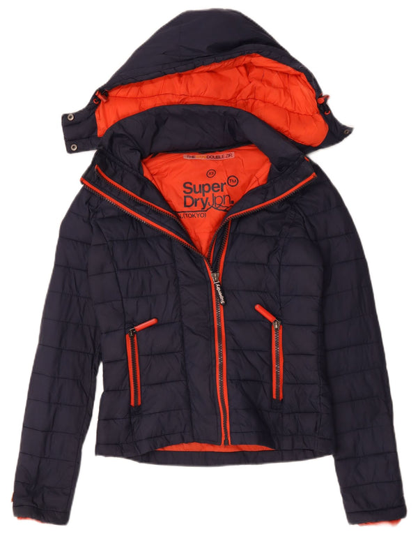 Superdry ženska podstavljena jakna s kapuljačom UK 6 XS tamnoplavi poliester
