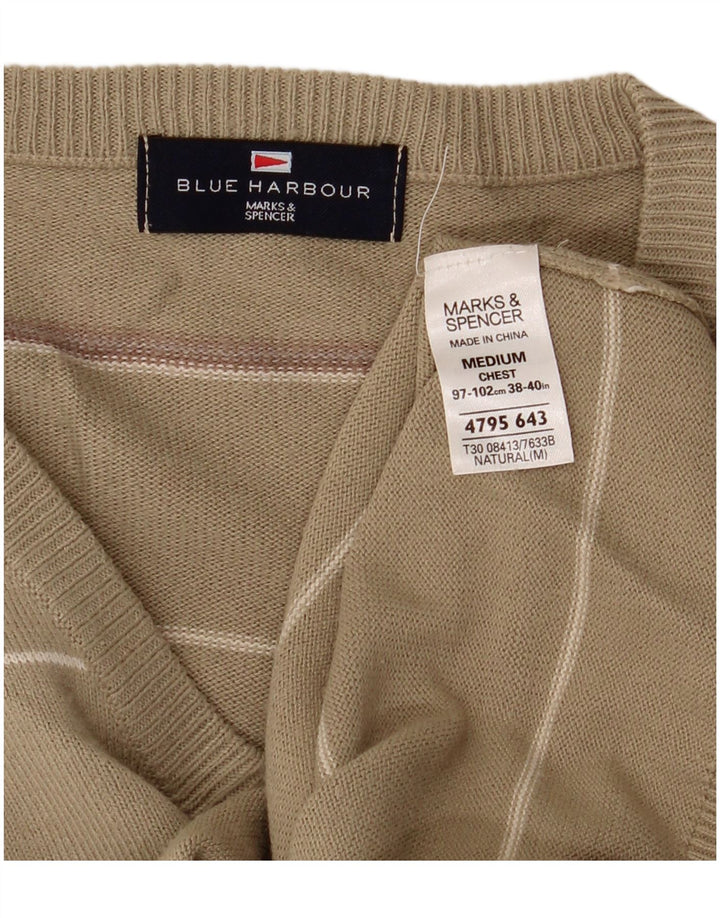 Marks & Spencer muški plavi Harbor džemper s V-izrezom, srednji kaki