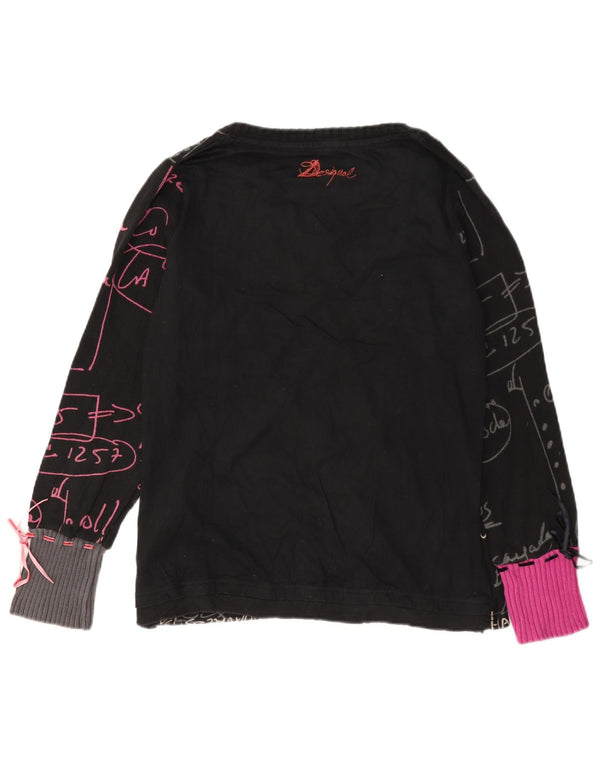 Desigual ženska majica dugih rukava s grafičkim motivima UK 18 XL crna pamučna srca