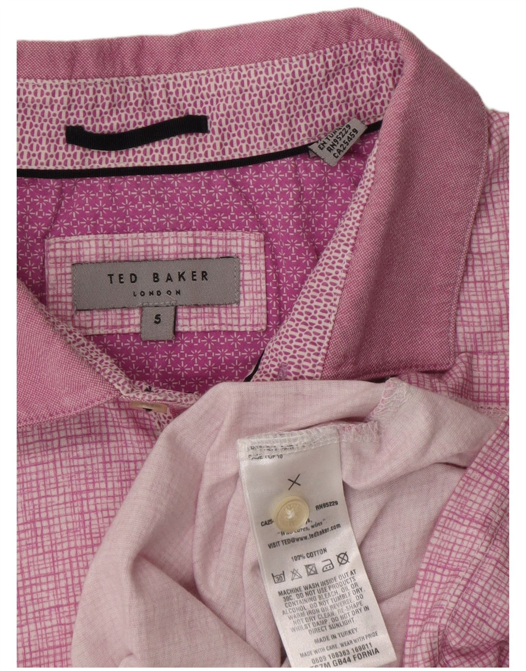Muška polo majica Ted Baker, veličina 5 XL, pamuk u ljubičastom karu