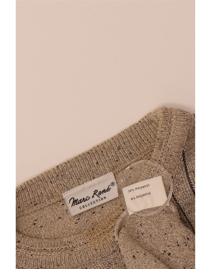 MARC RENE Mens Crew Neck Jumper Sweater Large Beige Flecked Polyacrylic Vintage Marc Rene and Second-Hand Marc Rene from Messina Hembry 