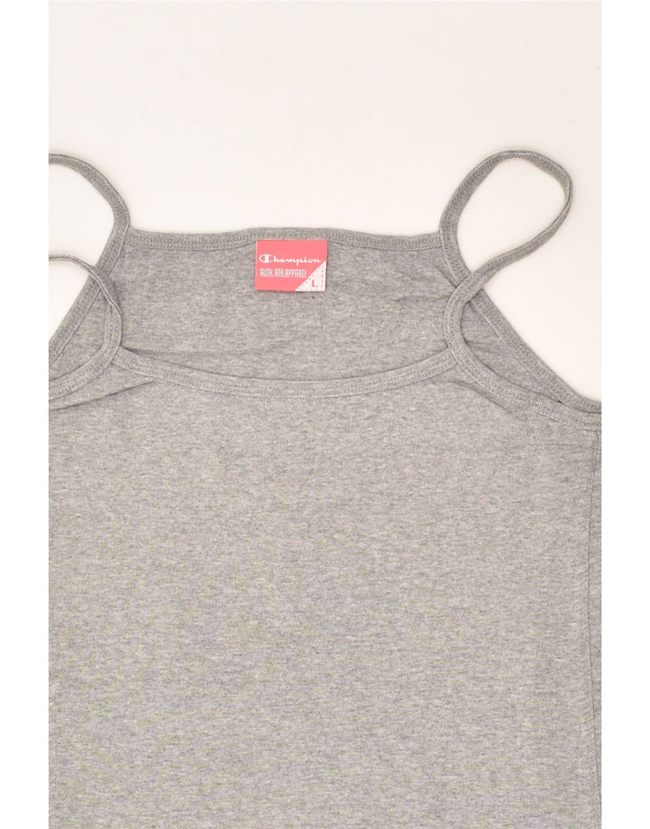 CHAMPION Womens Cami Top UK 14 Large Grey | Vintage Champion | Thrift | Second-Hand Champion | Used Clothing | Messina Hembry 