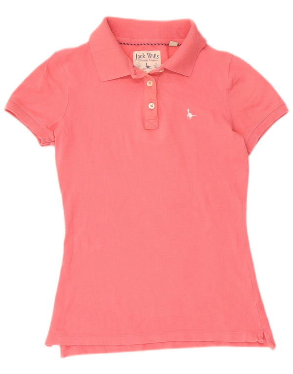 JACK WILLS Ženska polo majica UK 8 Mala ružičasta pamuk