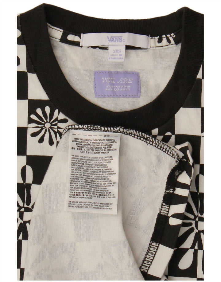 VANS ženska prevelika T-shirt haljina UK 2 2XS crni geometrijski pamuk