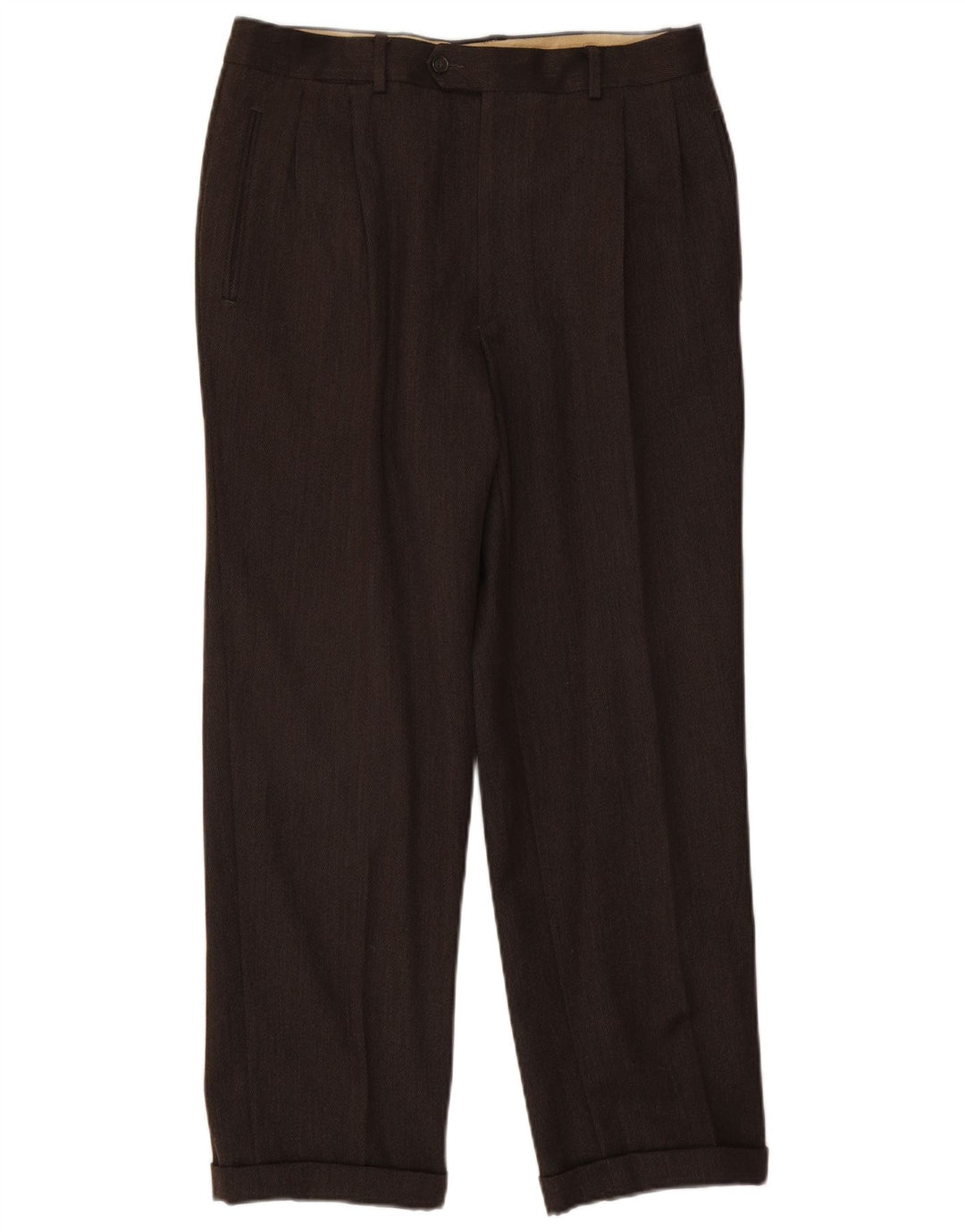 Vintage muške hlače s štipaljkama W32 L28 smeđe