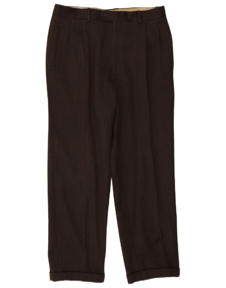 Vintage muške hlače s štipaljkama W32 L28 smeđe