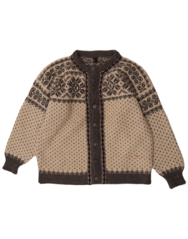 Vintage ženski kardigan džemper UK 18 XL Off White Fair Isle vuna