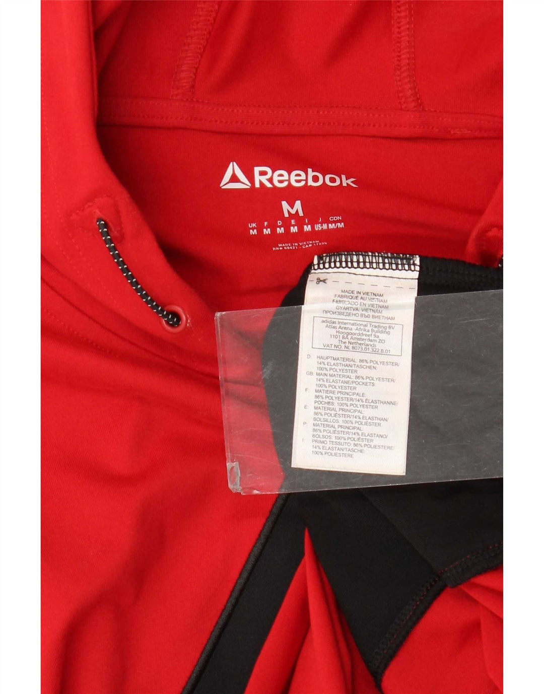 Reebok muška majica s kapuljačom s kapuljačom, srednji crveni poliester