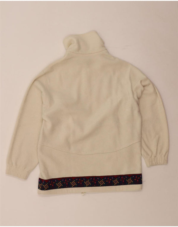 FILA Ženski džemper od flisa s patentnim zatvaračem i izrezom IT 46 Large Off White Geometric