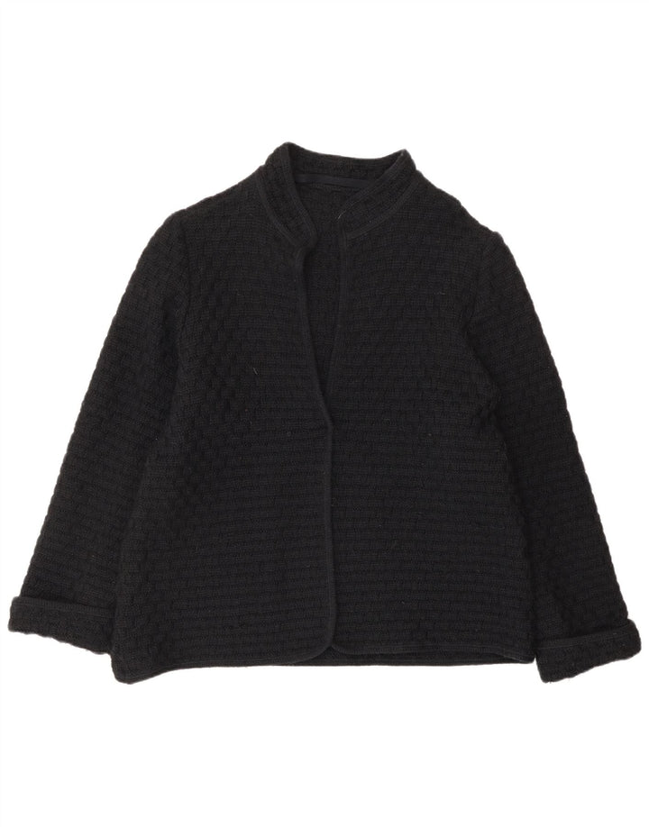 Vintage ženski kardigan džemper UK 12 srednje crne vune