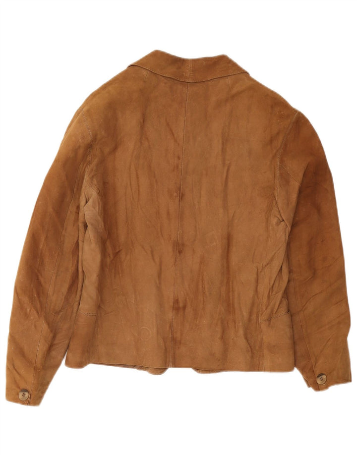 Vintage ženska jakna od brušene kože s 3 gumba UK 12 srednje smeđa