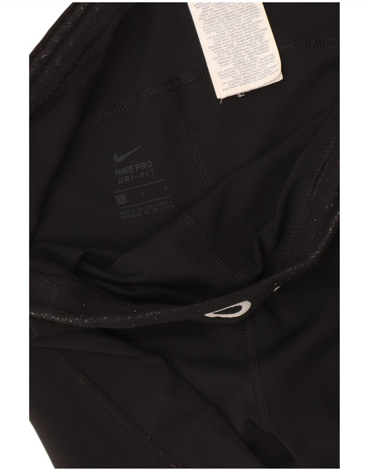 Nike Ženske Dri Fit Crop Graphic Leggings UK 14 Veliki crni poliester