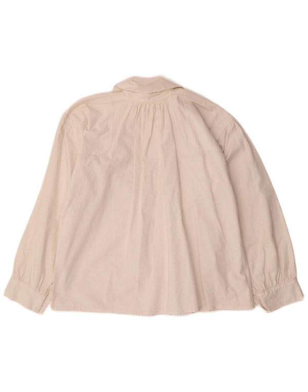 VINTAGE Ženska košulja bluza UK 12 Srednje bijela cvjetna