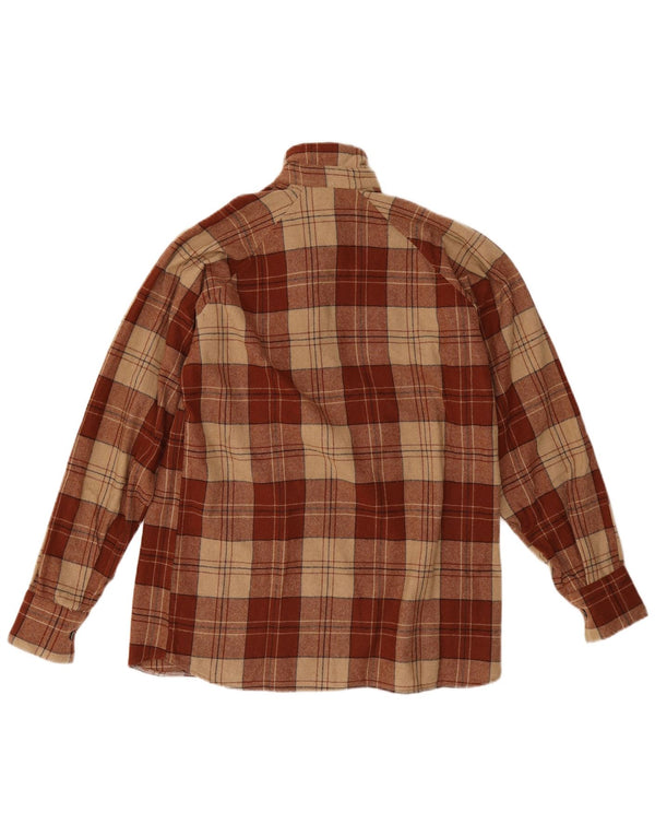 Vintage muški pulover flanelska košulja srednje smeđe karirane boje