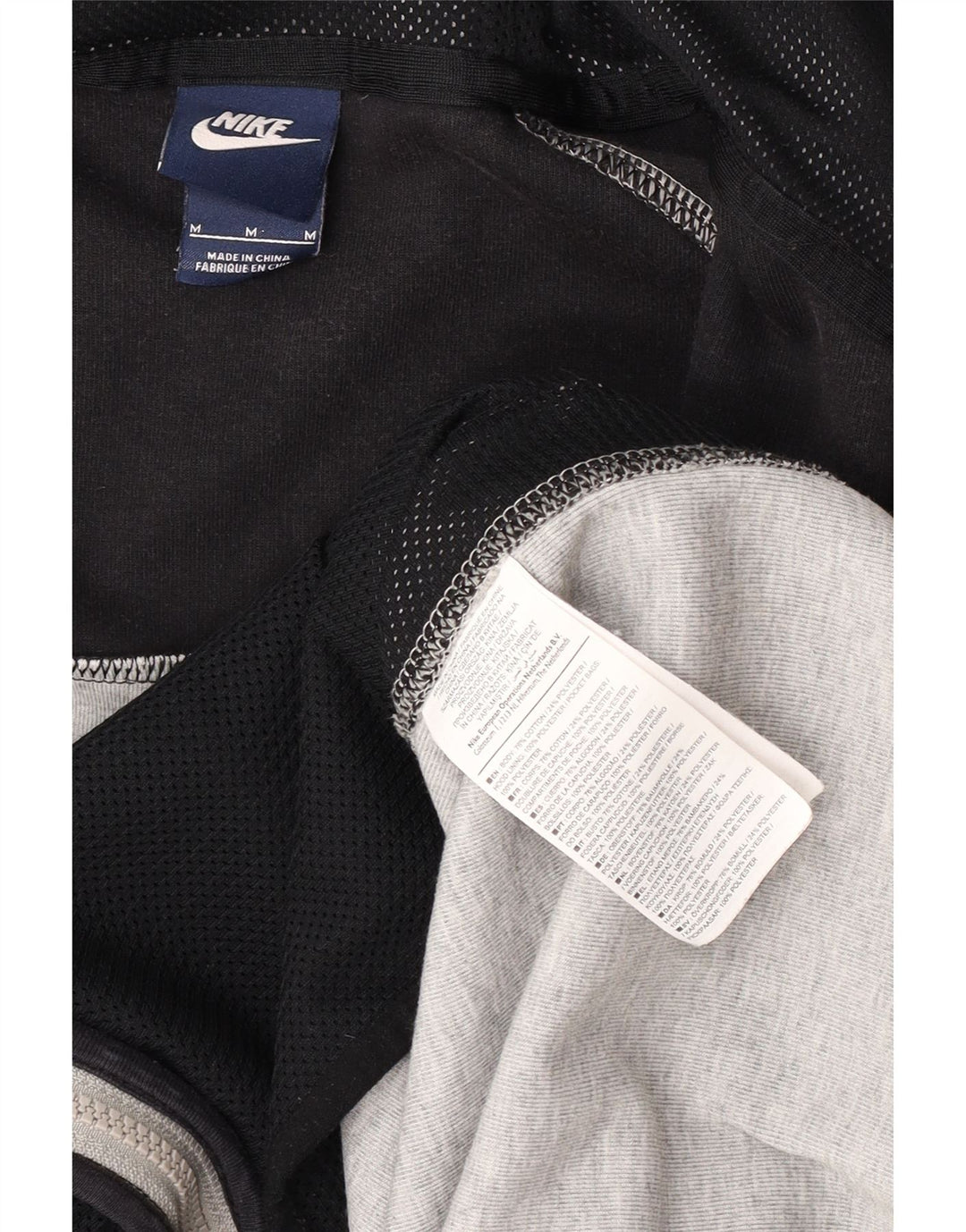 Nike muški pulover s kapuljačom na patentni zatvarač srednje sivi pamuk u blokovima boja