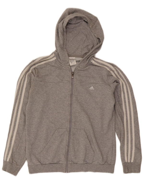 Adidas ženski pulover s kapuljačom na patentni zatvarač UK 12/14 srednje sivi flekasti pamuk