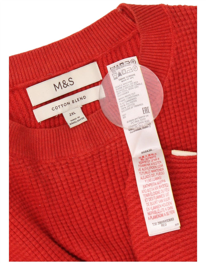 Marks & Spencer muški džemper s okruglim izrezom 2XL crveni poliester