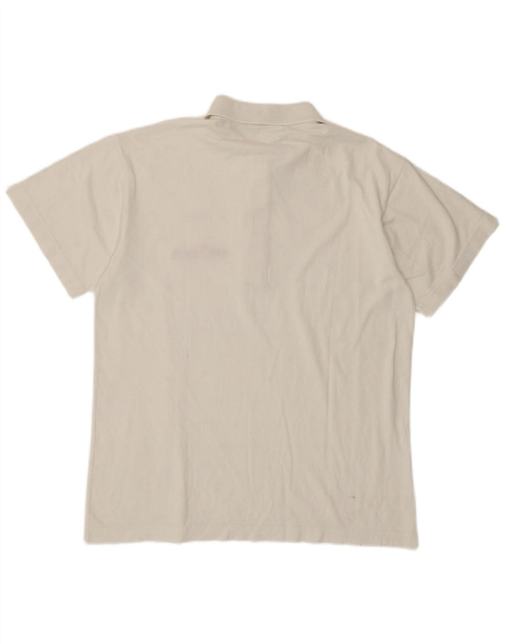 LACOSTE Womens Polo Shirt Size 42 Large White Geometric Cotton