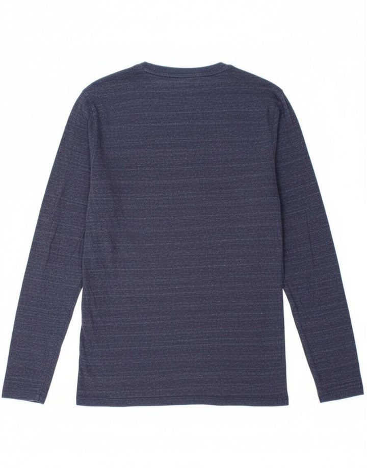 SUPERDRY Mens Top Long Sleeve Small Navy Blue Cotton